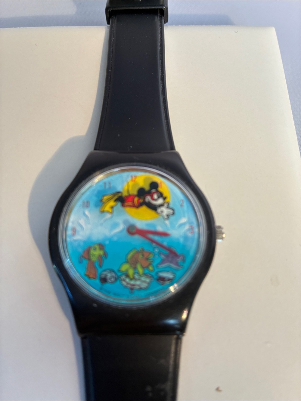 Disney Kids Black Watch with Blue Cartoon Dial